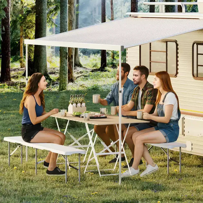 Lot de 2 bancs pliants en PEHD de 1,8 m, sièges de camping et de salle à manger portables, cadre en métal, multifonctionnels pour les fêtes en intérieur/extérieur sur la terrasse