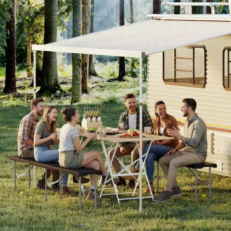 Lot de 2 bancs pliants en PEHD de 1,8 m, sièges de camping et de salle à manger portables, cadre en métal, multifonctionnels pour les fêtes en intérieur/extérieur sur la terrasse
