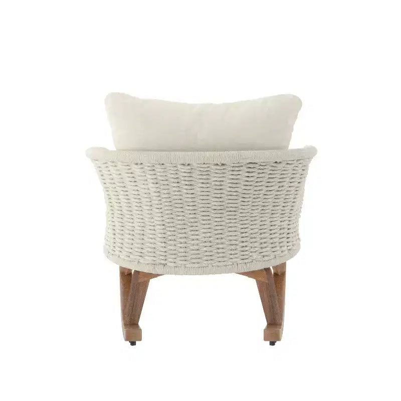 Fauteuil à bascule contemporain en osier de 75 cm avec coussins en polyester, cadre en bois, assise généreuse, mouvement de bascule fluide pour l'intérieur ou l'extérieur