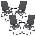 Costway 4PCS Patio Folding Chairs Back Adjustable Reclining Padded Garden Furniture
