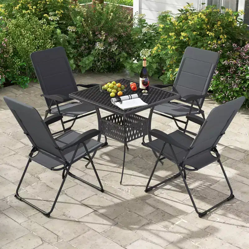 Costway Lot de 4 chaises pliantes de jardin inclinables et rembourrées à dossier réglable