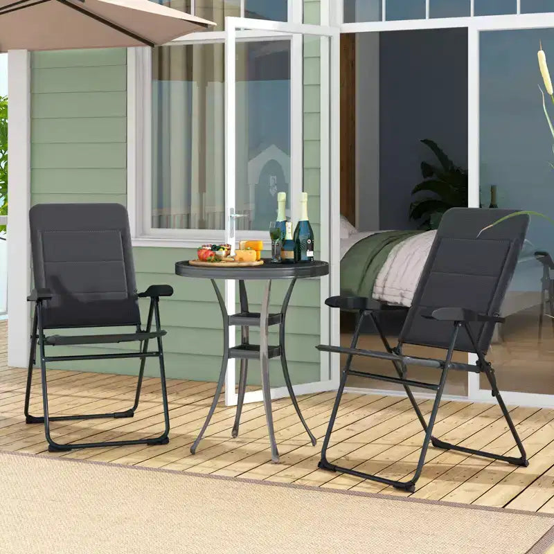 Costway Lot de 4 chaises pliantes de jardin inclinables et rembourrées à dossier réglable