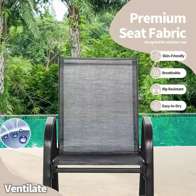 Costway Lot de 4 Fauteuils à Bascule d'Extérieur en Métal Robuste Antidérapants Gris
