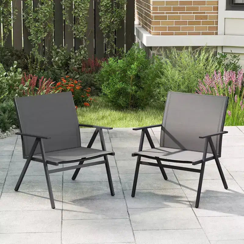 Costway Patio Chairs Set of 2with Breathable Mesh Fabric and Metal Frame 350LBS Capacity