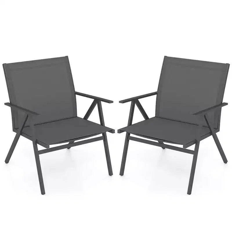 Lot de 2 chaises de patio Costway avec tissu en maille respirant et cadre en métal Capacité de 159 kg