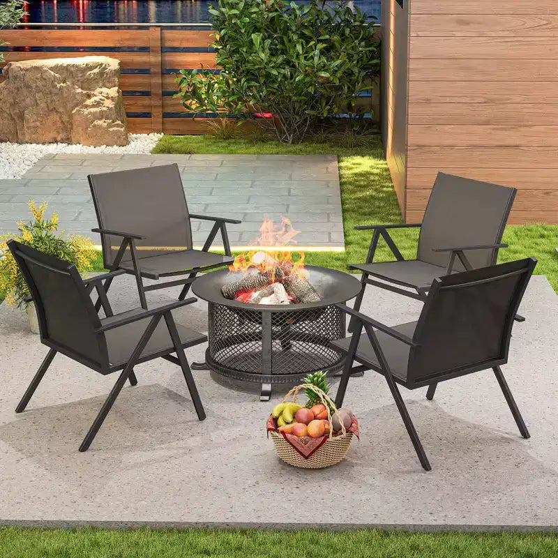 Lot de 2 chaises de patio Costway avec tissu en maille respirant et cadre en métal Capacité de 159 kg