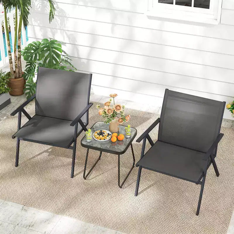 Lot de 2 chaises de patio Costway avec tissu en maille respirant et cadre en métal Capacité de 159 kg