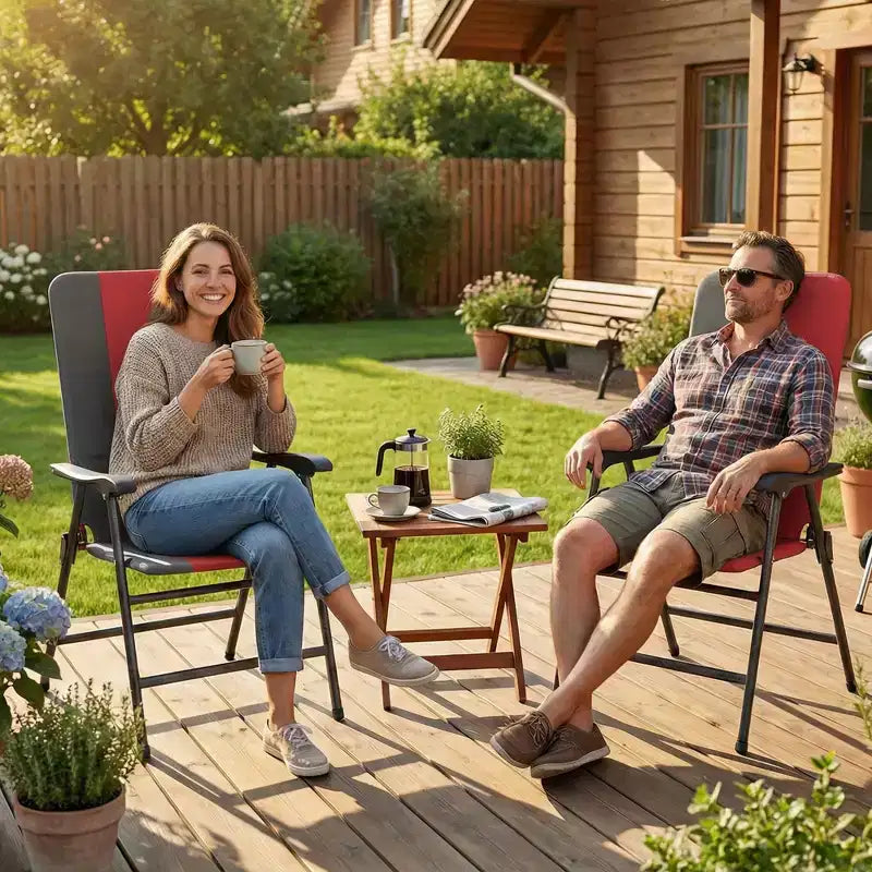Outsunny Lot de 2 chaises de patio pliantes, chaises de jardin rembourrées à dossier haut avec accoudoirs, tissu Oxford 600D, chaises de camping portables pour l'extérieur