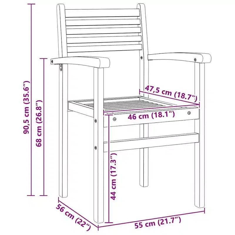 vidaXL Chaise 8 pcs 56 x 55 x 90,5 cm en bois de teck massif