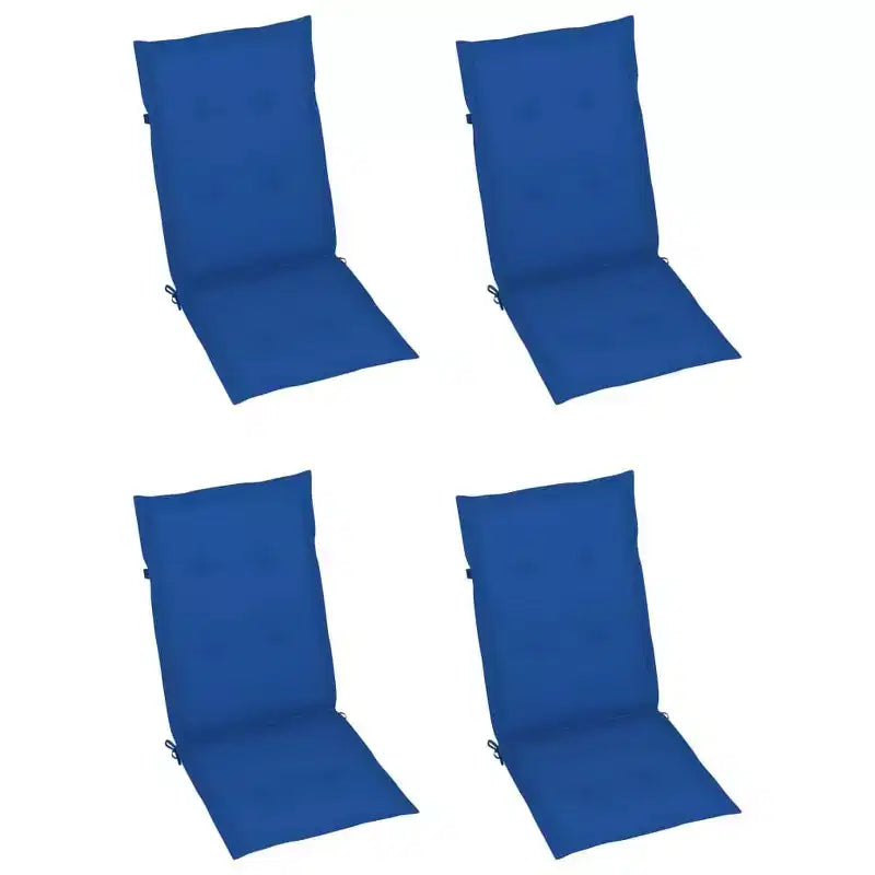 vidaXL Lot de 4 chaises de jardin bleu roi en bois d'acacia massif, 100 % polyester