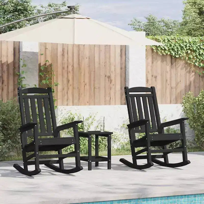 vidaXL Rocking Chair 2 pcs Noir 92 x 70 x 108 cm Polyéthylène