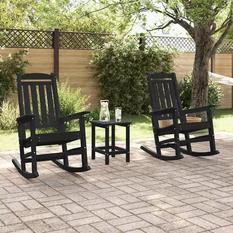 vidaXL Rocking Chair 2 pcs Noir 92 x 70 x 108 cm Polyéthylène