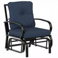 Outsunny Outdoor Glider Chair, Patio Glider with Cushions, Steel Frame, Curved Armrests, Dark Blue