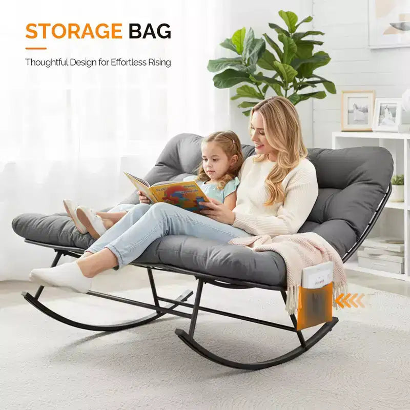 Karl Home | Fauteuil à bascule Papasan deux places avec pochette à magazines