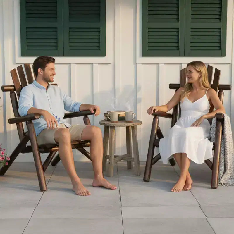 Karl Home | Chaise de salle à manger rustique en bois massif pour patio