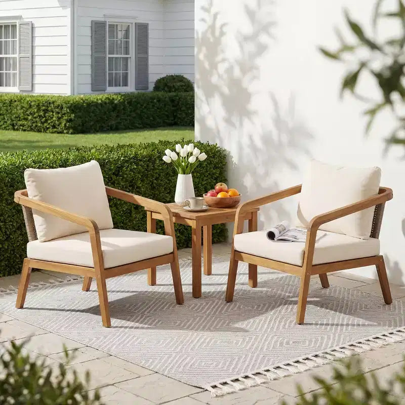 Christopher Knight Home Ethan Patio Modern Acacia Wood and PE Wicker Accent Club Chair with Cushions