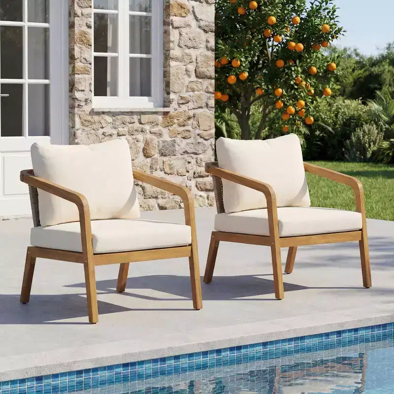 Christopher Knight Home Ethan - Fauteuil de jardin moderne en bois d'acacia et osier synthétique avec coussins