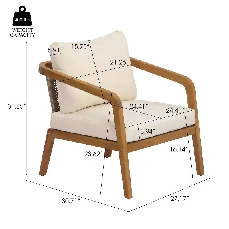 Christopher Knight Home Ethan - Fauteuil de jardin moderne en bois d'acacia et osier synthétique avec coussins