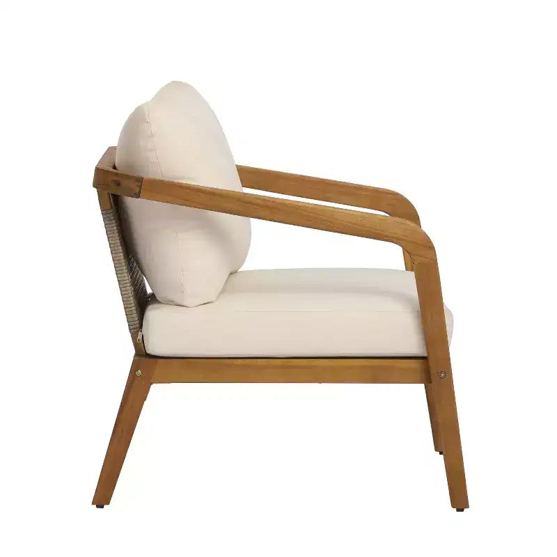 Christopher Knight Home Ethan - Fauteuil de jardin moderne en bois d'acacia et osier synthétique avec coussins