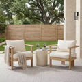 GDFStudio Mavis Acacia Wood Outdoor Club Chair with Cushion and Slatted Design