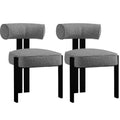 for Kitchen, Dining & Living Room Set of 2 Upholstered Dining Chairs, Modern Plush Boucle Chairs, with Curved Back & Rubber Wood Legs
