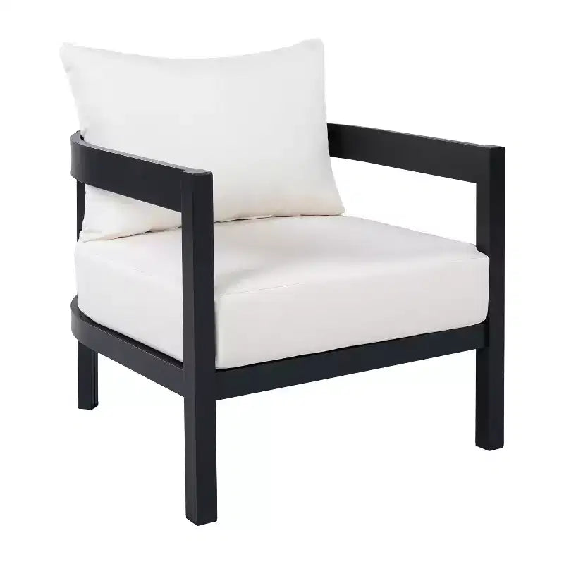Fauteuil d'appoint ModernLuxe pour terrasse, fauteuil de jardin individuel ergonomique avec coussins souples imperméables et cadre antirouille