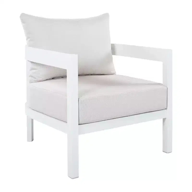 Fauteuil d'appoint ModernLuxe pour terrasse, fauteuil de jardin individuel ergonomique avec coussins souples imperméables et cadre antirouille