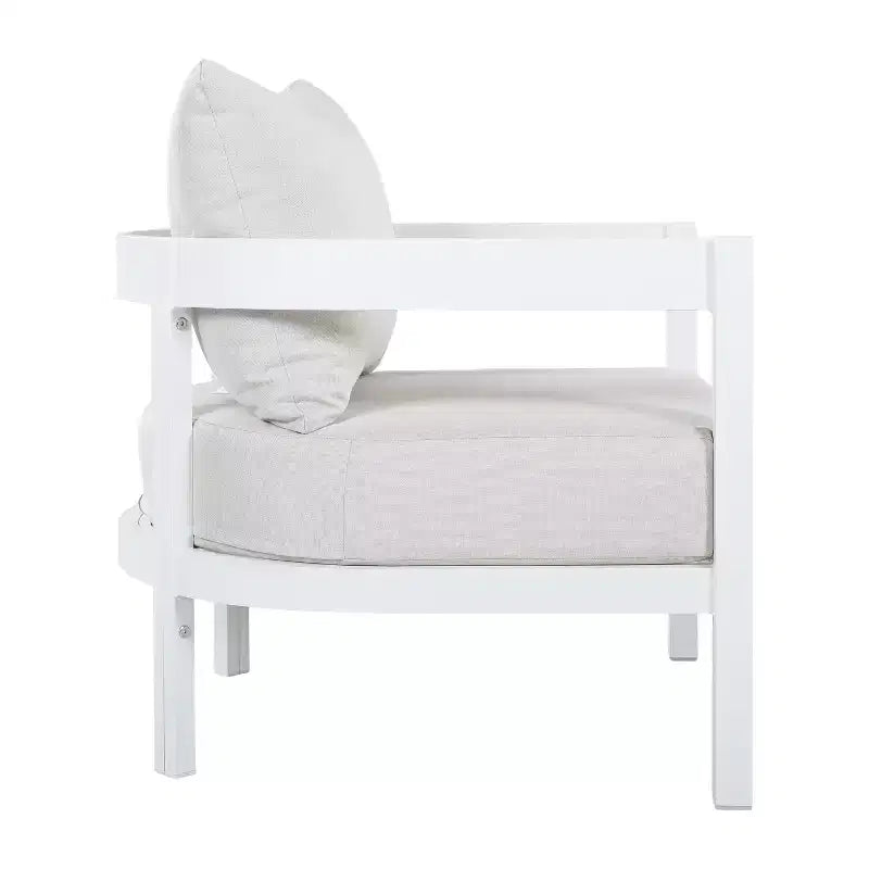 Fauteuil d'appoint ModernLuxe pour terrasse, fauteuil de jardin individuel ergonomique avec coussins souples imperméables et cadre antirouille