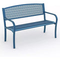 50 Outdoor Metal Garden Bench, Patio Steel Bench with Curved Backrest, Decorative Pattern, Weather-Resistant Porch Bench for Yard, Park, Backyard