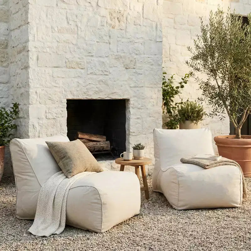 Christopher Knight Home Estelle Modern Outdoor Bean Bag Lounge Chair (Set of 2)