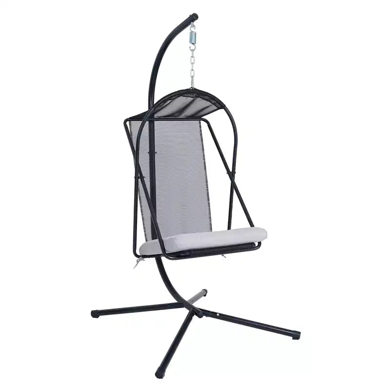 GDFStudio Fauteuil Suspendu en Forme d'Œuf Moderne Aleksei en Métal pour Patio avec Coussin Résistant à l'Eau et aux UV