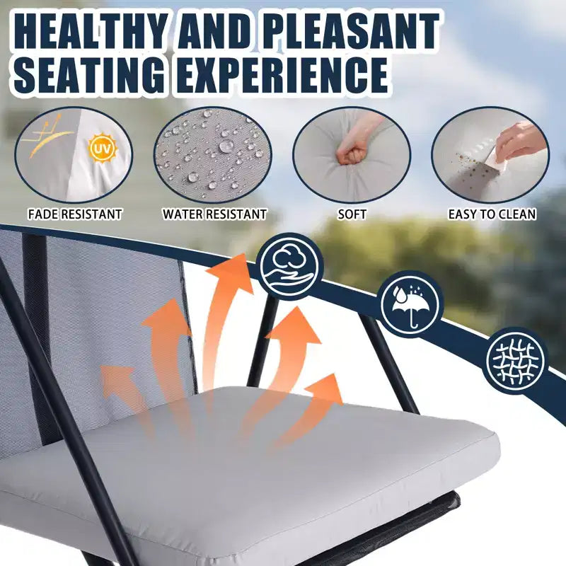 GDFStudio Fauteuil Suspendu en Forme d'Œuf Moderne Aleksei en Métal pour Patio avec Coussin Résistant à l'Eau et aux UV