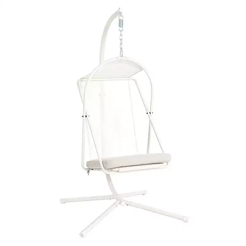 GDFStudio Fauteuil Suspendu en Forme d'Œuf Moderne Aleksei en Métal pour Patio avec Coussin Résistant à l'Eau et aux UV