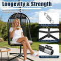 GDFStudio Aleksei Modern Metal Patio Hanging Egg Chair with Water and UV Resistant Cushion