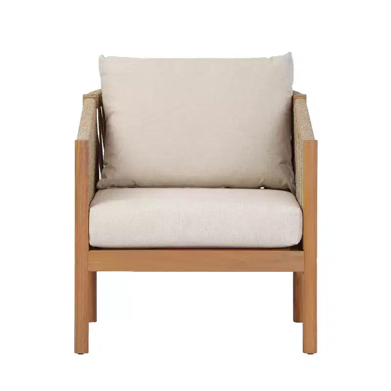 Christopher Knight Home Maha Fauteuil de club moderne en acacia et corde tressée avec coussin