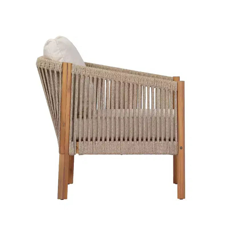 Christopher Knight Home Maha Fauteuil de club moderne en acacia et corde tressée avec coussin