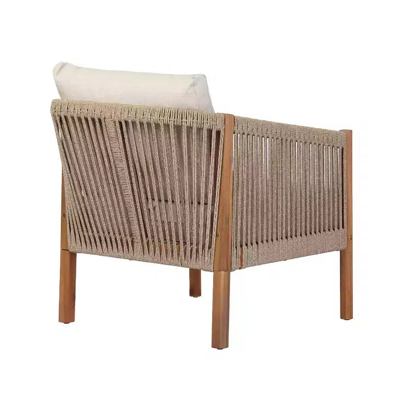 Christopher Knight Home Maha Fauteuil de club moderne en acacia et corde tressée avec coussin