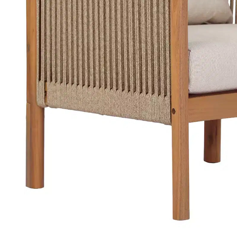 Christopher Knight Home Maha Fauteuil de club moderne en acacia et corde tressée avec coussin