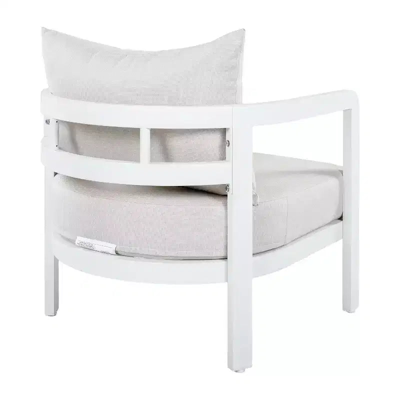 Fauteuil de club d'extérieur en aluminium ModernLuxe, Fauteuil de salon moderne résistant à la rouille avec coussin beige, Siège de détente pour jardin