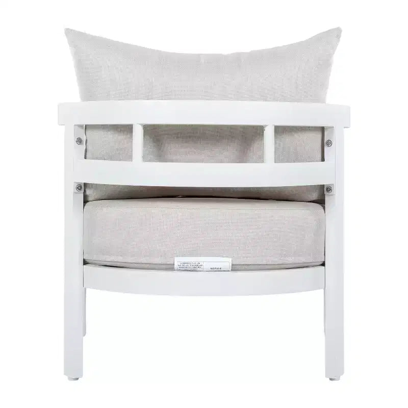 Fauteuil de club d'extérieur en aluminium ModernLuxe, Fauteuil de salon moderne résistant à la rouille avec coussin beige, Siège de détente pour jardin