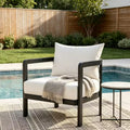 ModernLuxe Outdoor Aluminum Club Chair, Modern Sofa Chair Rust-Proof Patio Accent Chair with Beige Cushion, Backyard Lounge Seat