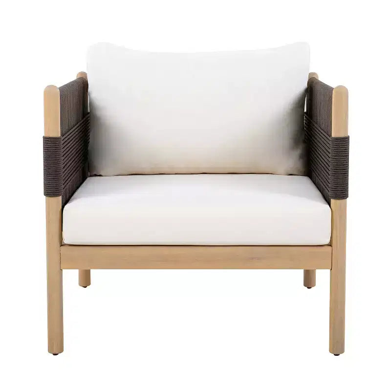 ModernLuxe Lot de 2 Chaises d'appoint de Patio Chaises de Salle à Manger en Corde Fauteuil de Jardin Fauteuil Lounge Individuel avec Coussin Moelleux et Cadre Résistant aux Intempéries