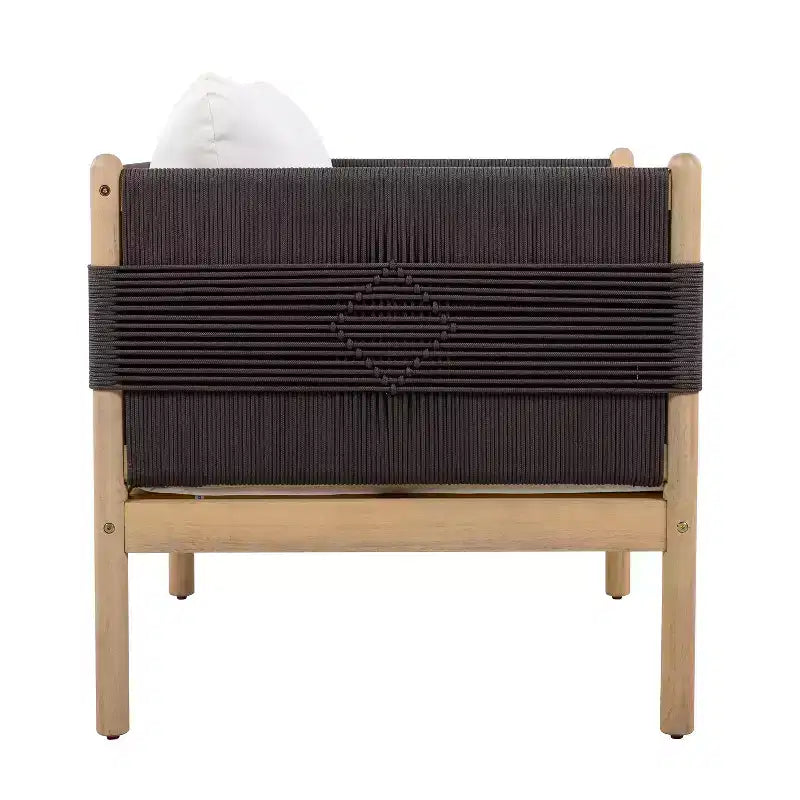 ModernLuxe Lot de 2 Chaises d'appoint de Patio Chaises de Salle à Manger en Corde Fauteuil de Jardin Fauteuil Lounge Individuel avec Coussin Moelleux et Cadre Résistant aux Intempéries