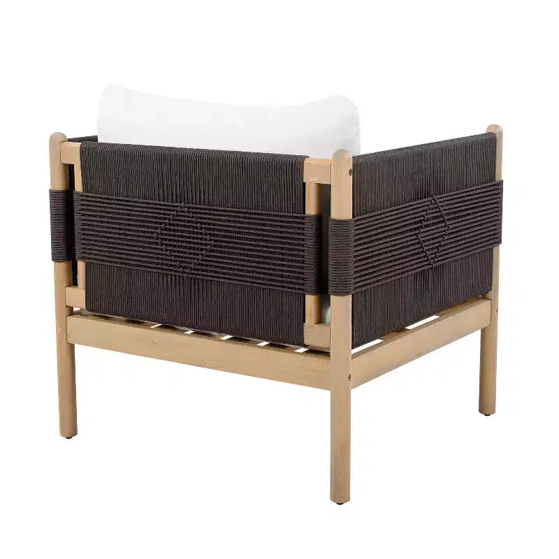 ModernLuxe Lot de 2 Chaises d'appoint de Patio Chaises de Salle à Manger en Corde Fauteuil de Jardin Fauteuil Lounge Individuel avec Coussin Moelleux et Cadre Résistant aux Intempéries