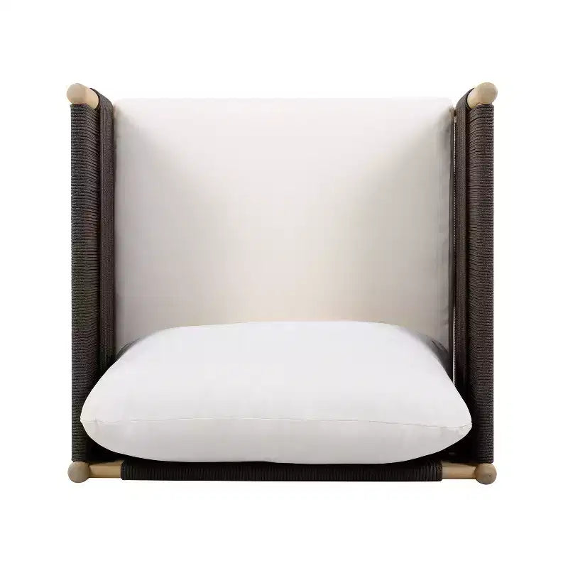 ModernLuxe Lot de 2 Chaises d'appoint de Patio Chaises de Salle à Manger en Corde Fauteuil de Jardin Fauteuil Lounge Individuel avec Coussin Moelleux et Cadre Résistant aux Intempéries