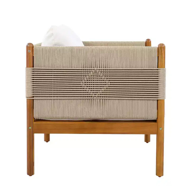ModernLuxe Lot de 2 Chaises d'appoint de Patio Chaises de Salle à Manger en Corde Fauteuil de Jardin Fauteuil Lounge Individuel avec Coussin Moelleux et Cadre Résistant aux Intempéries