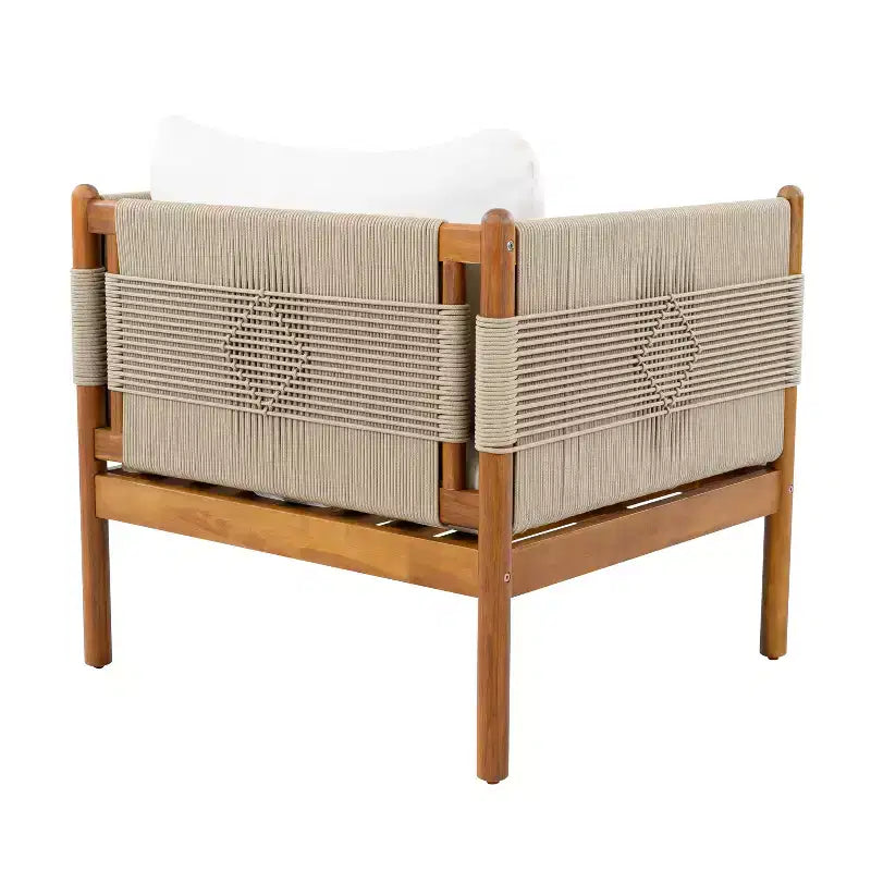 ModernLuxe Lot de 2 Chaises d'appoint de Patio Chaises de Salle à Manger en Corde Fauteuil de Jardin Fauteuil Lounge Individuel avec Coussin Moelleux et Cadre Résistant aux Intempéries