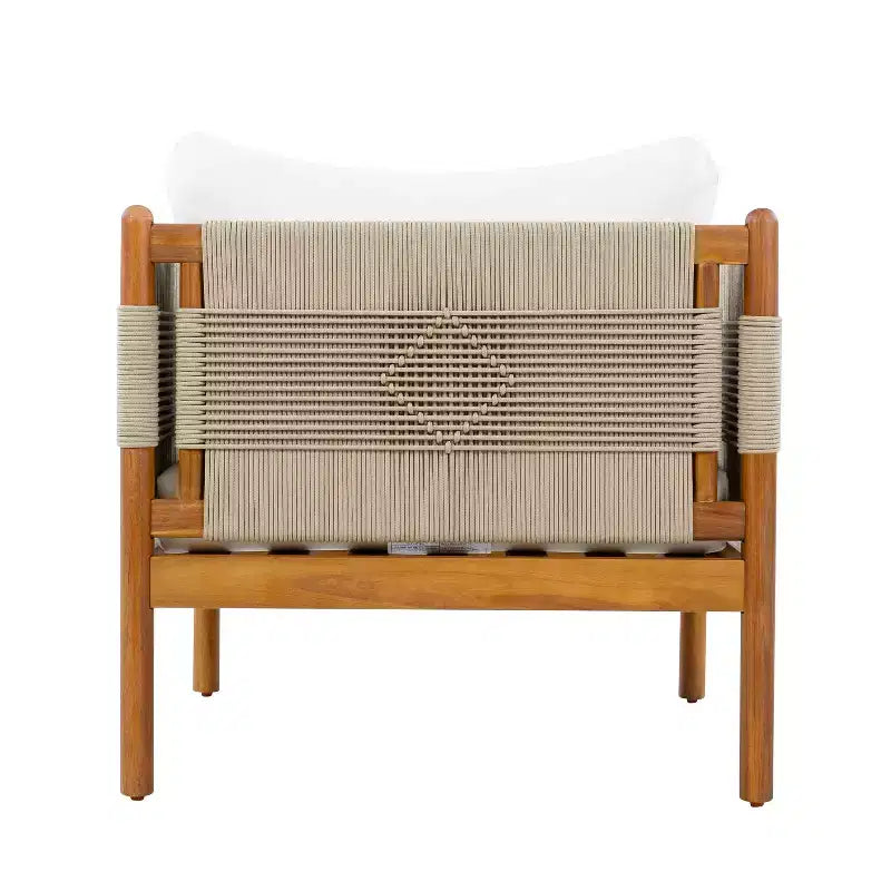 ModernLuxe Lot de 2 Chaises d'appoint de Patio Chaises de Salle à Manger en Corde Fauteuil de Jardin Fauteuil Lounge Individuel avec Coussin Moelleux et Cadre Résistant aux Intempéries