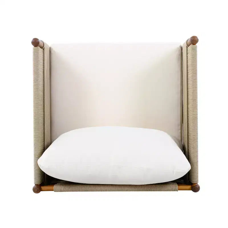 ModernLuxe Lot de 2 Chaises d'appoint de Patio Chaises de Salle à Manger en Corde Fauteuil de Jardin Fauteuil Lounge Individuel avec Coussin Moelleux et Cadre Résistant aux Intempéries