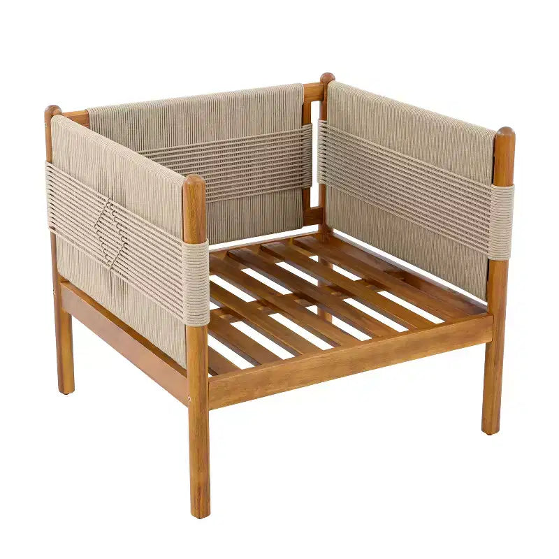 ModernLuxe Lot de 2 Chaises d'appoint de Patio Chaises de Salle à Manger en Corde Fauteuil de Jardin Fauteuil Lounge Individuel avec Coussin Moelleux et Cadre Résistant aux Intempéries